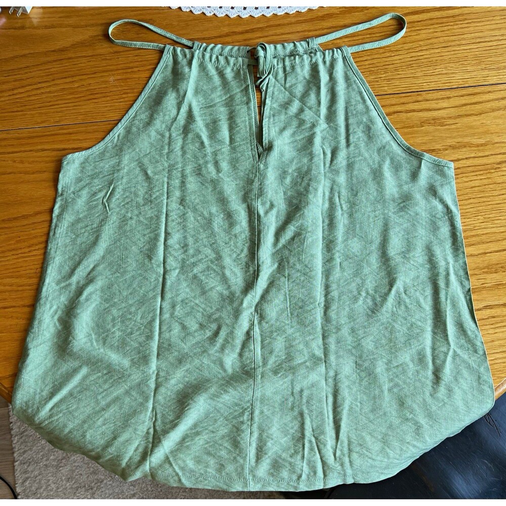 Womens Sage Halter Neck Tie Closure Solid Sleeveless Tank Top Plus Size 0X
